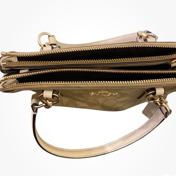 Coach Mini Christie Carryall Satchel Handbag Zip Top Closure Leather Trim F58291 - Picture 8 of 9